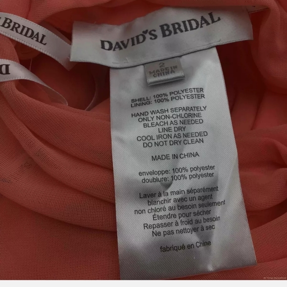 New with Tags David's Bridal Peach Formal Dress 2 - Picture 2 of 6